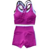 Conjunto de Yoga Sólido para Gimnasio y Bicicleta Legging Corto y Sujetador Deportivo Cruzado - details 0