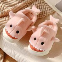 Zapatilla de tiburones nublados, Zapatillas de felpa de tiburón, zapatos de invierno, zapatillas mullidas de animales, zapatillas antideslizantes divertidas y cálidas de piel - details 5