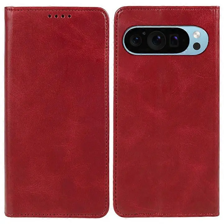 Funda de Teléfono de Cuero de Vaca PU para Google Pixel 9 Pro Textura de Piel de Caballo - 1