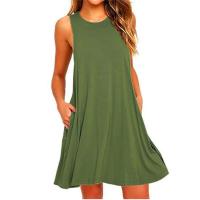 Vestido Sin Mangas Para Mujer Verano Casual O-Neck Playa A-Line Mini Vestido Suelto Polyester Talla Regular QT034 - details 2