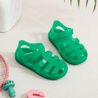 Sandalias con velcro para niños verano 2025 nuevo color sólido niños y niñas bolsa cabeza hueco suela suave bebé jalea sandalias - details 17