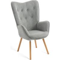 salón Butaca nórdica sillón Acolchado con Reposabrazos y Patas de Madera, Beige, 66x71x108cm - details 6