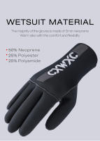 CXWXC-guantes de neopreno de invierno para ciclismo, traje de neopreno, guantes de dedo completo, Guantes Térmicos flexibles de 3mm, guantes largos para buceo - details 3
