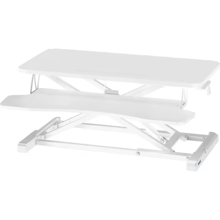 Convertidor de Escritorio Sentado/Pie, Estación de Trabajo de 2 Niveles Ajustable en Altura, con Plataforma de 80x40cm, Elevador Ergonómico, Pantalla de PC, Portátil de hasta 15 kg (Blanco) - 1