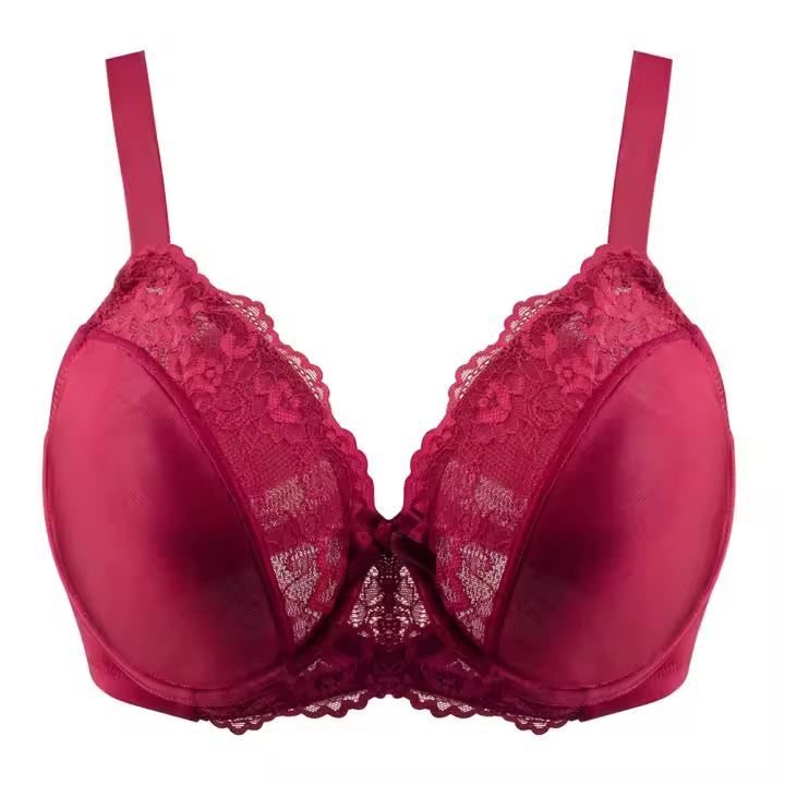 sujetadores con aros para mujer, minimizador Floral de encaje, cobertura completa, sin relleno, sin forro, soporte cómodo para el día a día - 1