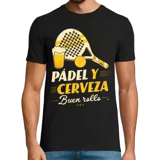 Pádel y Cerveza. Buen Rollo Camisetas CERVEZA,Pack Regalo Camiseta Personalizada - 1