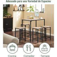 Juego de Mesa Comedor Conjunto de Mesa Alta de Bar con 4 Taburetes y 1 Mesa Gris - details 37