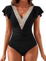 Traje de baño sexy de una pieza con ribete de encaje, traje de baño con volantes, ropa de playa para mujer, traje de baño al aire libre 2024 - details 16