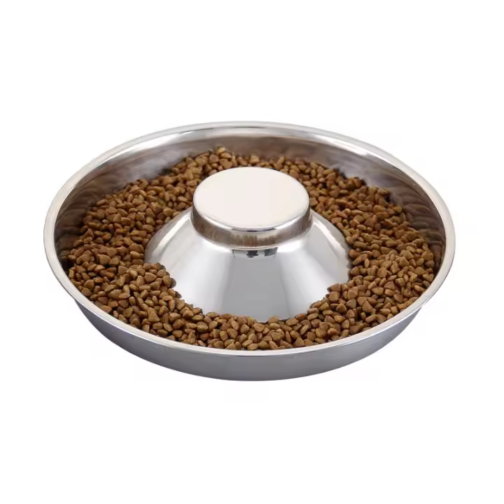 Tazón de comida para mascotas de acero inoxidable espesa, tazón de comida lenta anti-asfixia y anti-grasa - 1