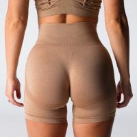 Nylon de poliéster catiónico de estilo europeo y americanoABPantalones cortos de Yoga sin costuras de flor oscura con elevación de cadera grande de hilo de alta elasticidad pantalones de Fitness - details 2