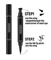 HANDAIYAN - Delineador de ojos de dos cabezas, sello de delineador de ojos triangular, delineador de ojos de color líquido, resistente al agua y al sudor de secado rápido - details 2