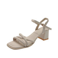 Sandalias de mujer 2025 nueva moda versátil suave retro tacón grueso antideslizante palabra con tacones altos - details 0