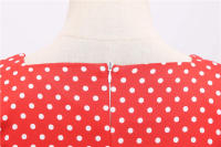 Vestido midi de fiesta de lunares para mujer, elegante, de manga corta, con cuello cuadrado, línea A, estilo años 50 y 60. - details 5