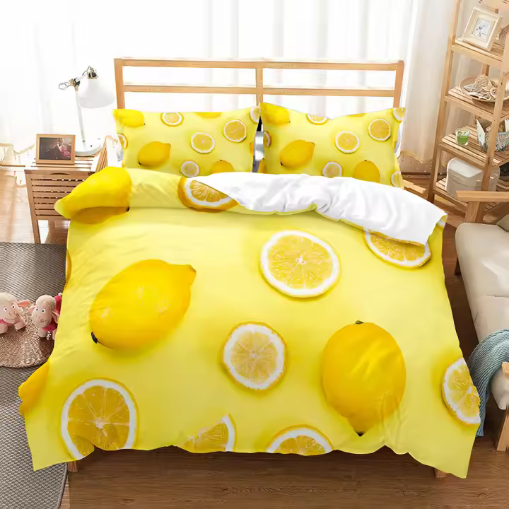 Juego de Cubierta de Edredón de Fruta Fresca Patrón de Dulce Hogar para Niños, Adolescentes, Adultos Edredón de Polyester para Cama de Doble y Sola - 1