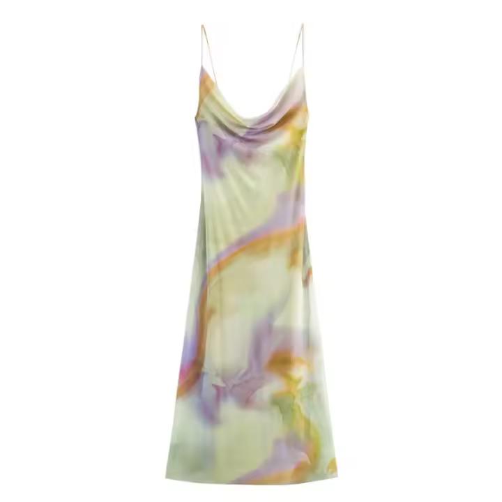 Ropa de mujer europea y americana, vestido de tirantes de malla de seda con estampado de animales franceses, hermoso regalo - 1