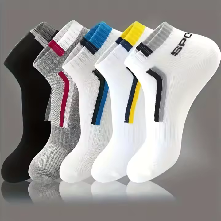 5 pares de calcetines transpirables para hombre - negros, absorbentes del sudor y cómodos, adecuados para baloncesto y uso diario - 1