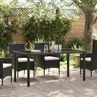 Mesa de Jardín Negra 160x80x73 cm Vidrio Templado - details 1