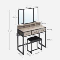 Tocador con Espejo Plegable de 3 Piezas Soporte para Secador de Cabello - details 6
