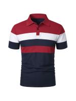 Polo a rayas Vintage para hombre, Camiseta de piqué de Golf, manga corta, bloque de Color, disponible en tallas grandes y altas - details 7
