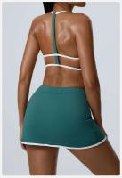 Conjunto de dos piezas de sujetador y pantalones cortos de entrenamiento de yoga, conjunto deportivo de mujer Fiess yoga Tre elástico de retales - details 4