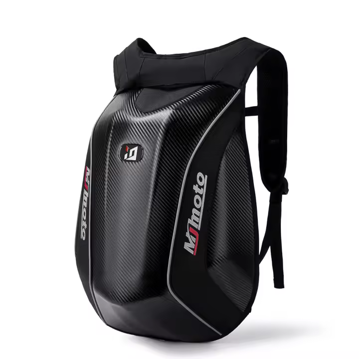 MJMOTO Paquete de Moto Helmet de Carcasa Dura de Fibra de Carbono Gran Capacidad, Impermeable, Anti-impacto Bolsa y Equipaje de Motocicleta - 1