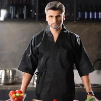 Uniforme de Chef de Sushi para hombres y mujeres, chaqueta de restaurante de Chef, Kimono japonés, abrigo de cocinero de cocina, uniforme de camarero, mangas 3/4 - details 2