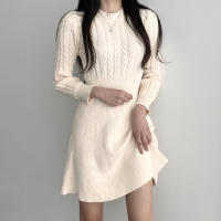 Vestidos básicos de invierno 2023, minivestidos bonitos de punto, túnica de manga larga, vestido suéter dulce - details 1