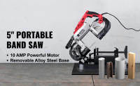 SucceBuy Sierra de cinta portátil de 5 pulgadas de capacidad de corte inalámbrica con base de acero de aleación extraíble - Velocidad variable, motor de 10 A - details 0