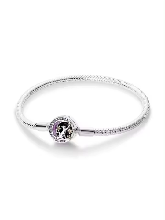Pulsera de Plata Esterlina 925 Diseño de Mariposa en Forma de Corazón Cadena de Seguridad - 1