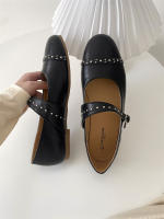 Nuevo nicho retro, cabeza redonda japonesa, zapatos individuales de suela plana, hebilla de una palabra grabada, zapatos individuales Mary Jane - details 13