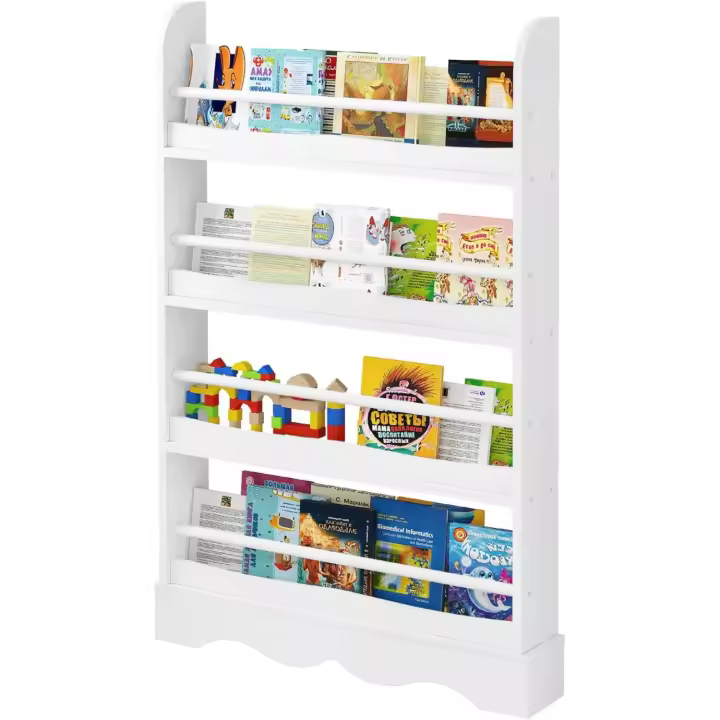 libreria Infantil 4 Estantes Estanteria Infantil Libros para Habitación Infantil Sala Juegos y Guarria 80x12x118 cm - 1