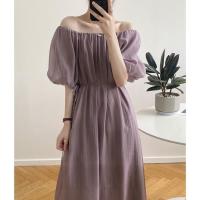 Vestido de un hombro para mujer en verano, impresionante y lujoso. Falda francesa larga con cuello cuadrado, falda princesa con mangas de burbuja - details 2