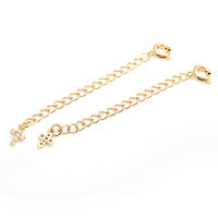 Cadenas de latón de Color dorado de 18K con extremo de gota, cadenas extensibles con cierres redondos de resorte, suministros de joyería Diy de alta calidad para mujer - details 0