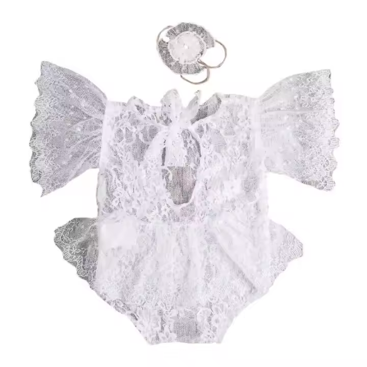 Conjunto de mono para fotografía de bebé y corona floral, accesorios para posar, accesorios para fotografía - 1
