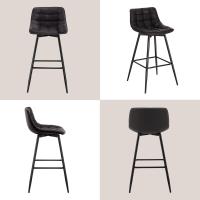 2X Taburete de Bar con Respaldo Paquete de 2 Marco de Metal Muebles Cocina Asiento de Cuero Sintético Taburete Alto Cocina Sillas Altas Bar Cocina Antracita BH249an-2 - details 6