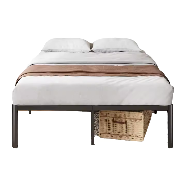 Van Cama 150x190 cm Altura de 41cm con almacenamiento bajo la cama Marco de la cama de plataforma de metal Negro - 1