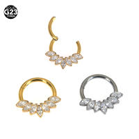 Piercing de hélice de titanio G23, pendientes de circonita con bola, tabique nasal, anillo de pezón, Concha, cartílago, Tragus, anillos de nariz, 16G, 1 unidad - details 0