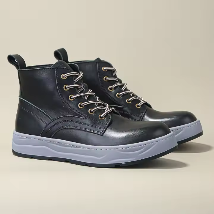 Zapatos de cuero de vaca puro de alta gama, estilo herramienta, zapatos de tablero de caña alta - 1