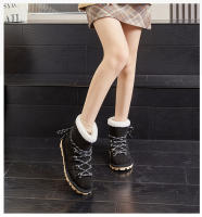 Botas de nieve de cuero nuevas botas cortas con correa térmica de terciopelo - details 15