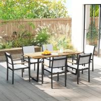 Mesa de Jardín de Madera Rectangular Estructura de Acero y Encimera de Listones 175x80x75 cm - details 6