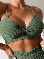 Bikini de cintura alta para mujer Traje de baño liso, sexy, acolchado con resalte, conjunto de Bikini molado, novedad de 2024 - details 11