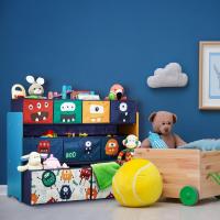 Estantería de Monstruos para Niños 9 Cajas de Tela, Diseño de Monstruos, 70x92,5x30cm, Cajonera para Juguetes, Multicolor, Acero - details 4