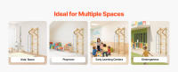 Escalera Sueca SucceBuy para Gimnasio en Pared, Equipo de Ejercicio y Juego Interior 4 en 1, Barras de Gimnasia de Madera Ajustables de 8 Niveles, Capacidad de 220 lbs, Set de Escalada Interior con Anillos, Barra de Dominadas, Escalera de Cuerda y Escaler - details 4