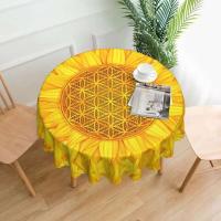 Mantel circular mandala, flor de loto de la vida, impermeable, resistente al aceite, 60 pulgadas, forma geométrica sagrada - details 66