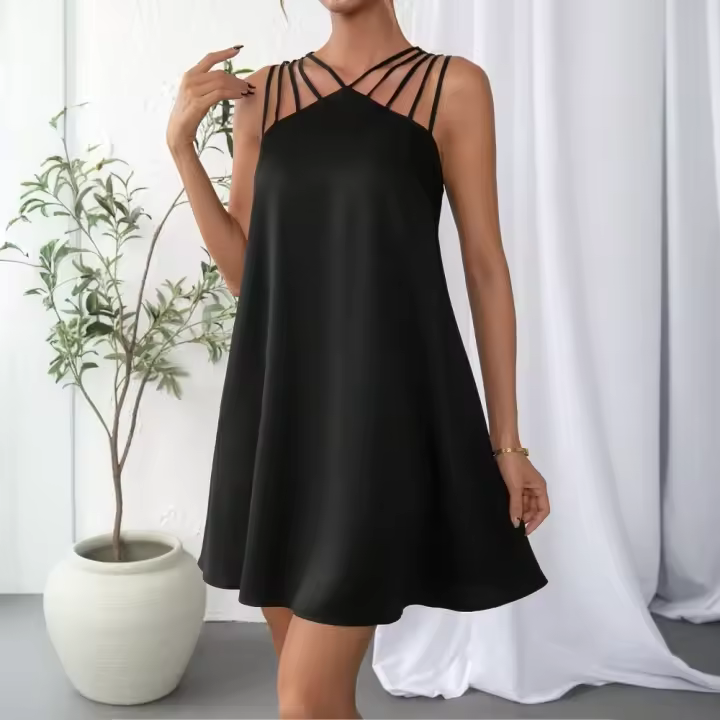 Vestido de tirantes de mujer sin mangas falda suelta y delgada - 1