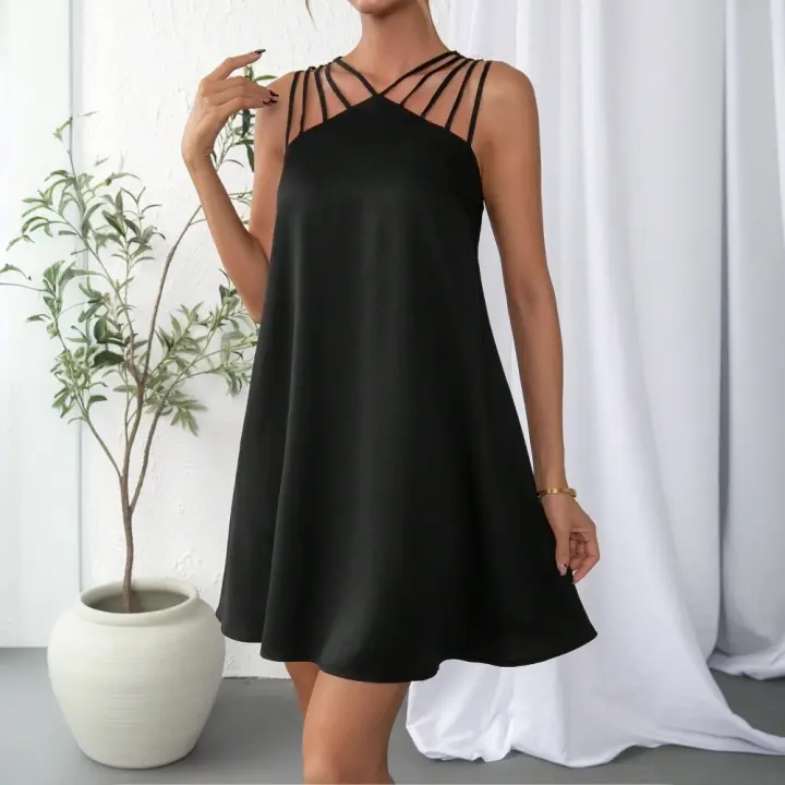 Vestido de tirantes de mujer sin mangas falda suelta y delgada - 1