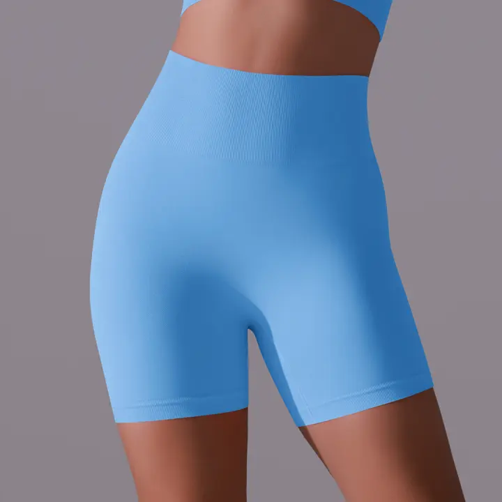 Hamidou-mallas deportivas de cintura alta para mujer, pantalones cortos elásticos ajustados para Yoga, Fitness, levantamiento de glúteos - 1