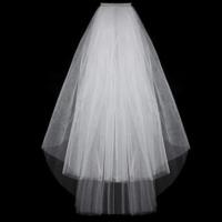 Velo de novia de moda, velo de novia de dos capas de tul blanco marfil Simple, accesorios de novia baratos, velos cortos de 75cm para mujer con peine - details 1