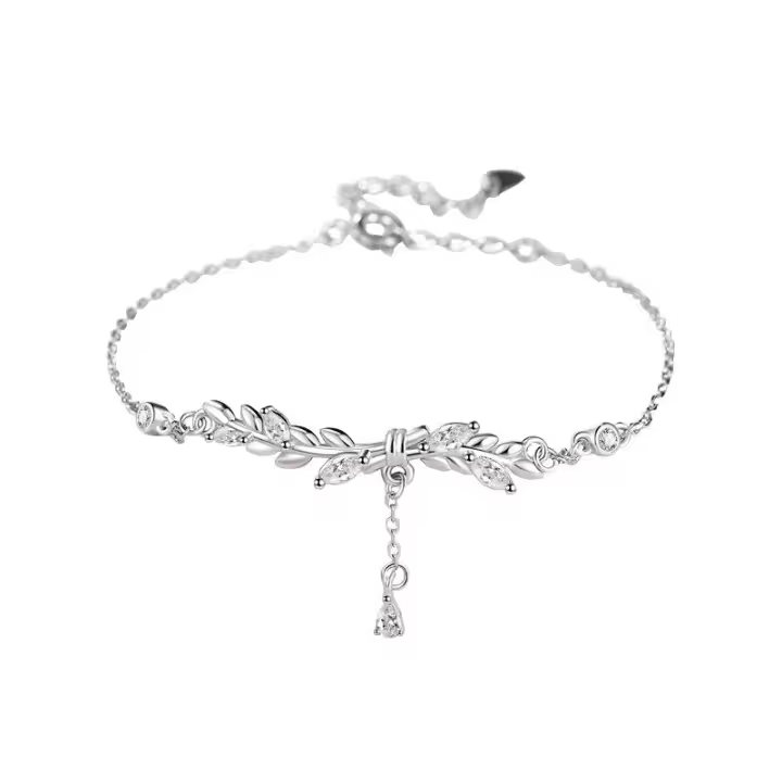 999 Pulsera de oreja de trigo para mujer, estilo Ins, joyería de plata pura ligera de nicho, regalo del día de San Valentín para novia o mejor - 1