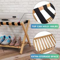 Paquete de 2, Soporte para Maleta de Bambú Plegable con Estante de Almacenamiento para Habitación de Invitados, - details 1